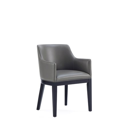 MANHATTAN COMFORT Gansevoort Faux Leather Dining Armchair in Pebble Grey DC051AR-PE